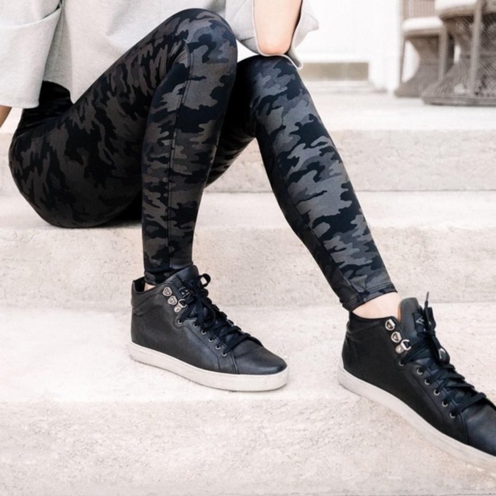 Spanx Faux Leather Camo Leggings